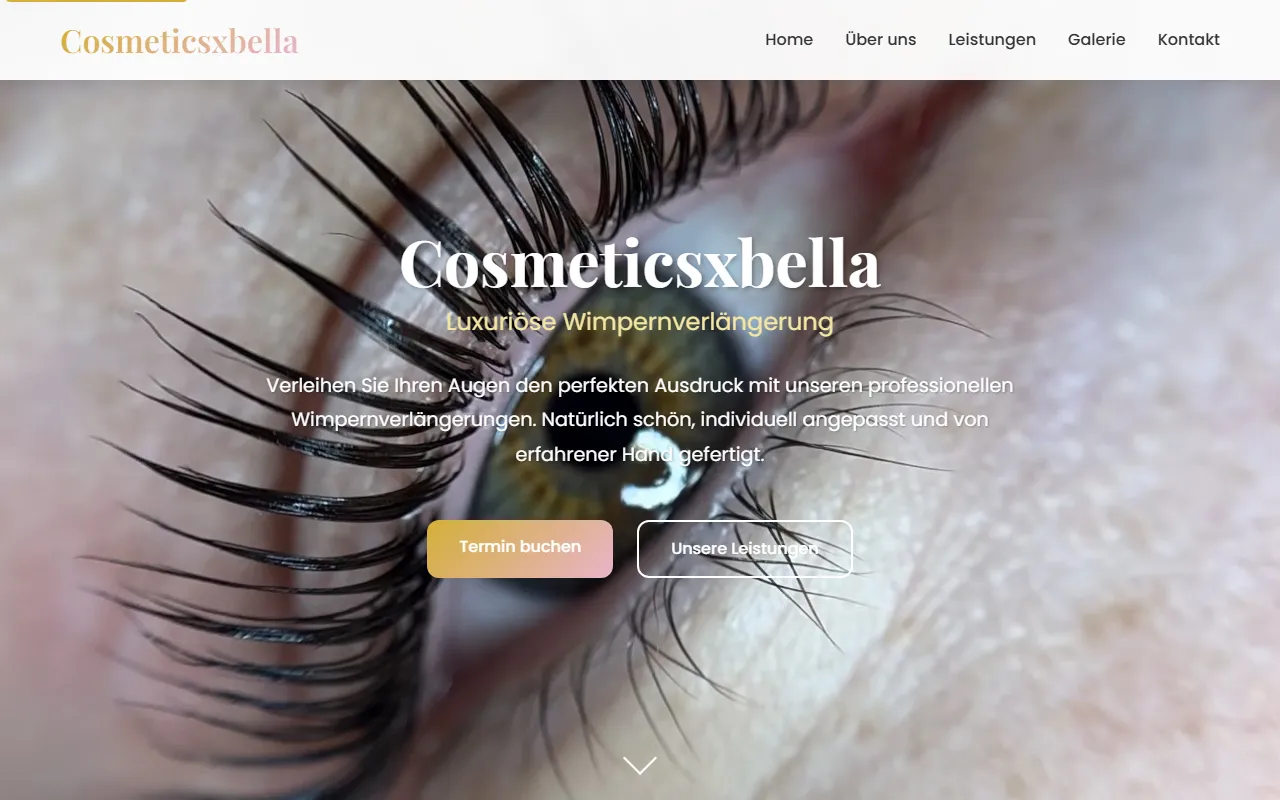 Screenshot der Website von Cosmeticsxbella