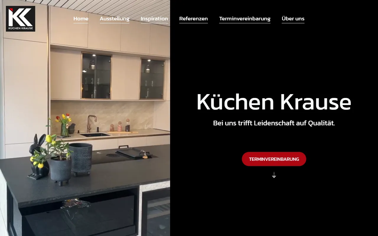 Screenshot der Website von Küchen Krause