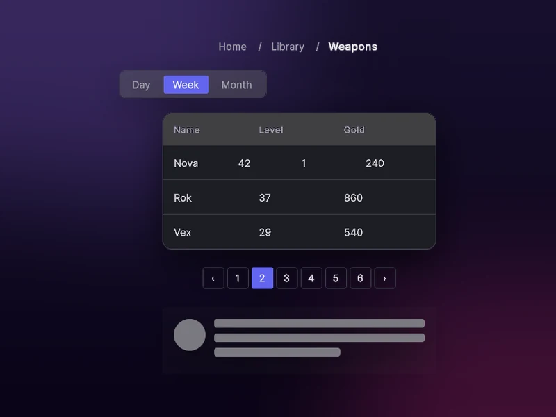 Segmented Control, Data-Table, Pagination, Skeleton